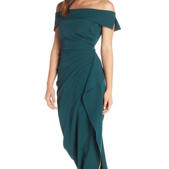 vince camuto off the shoulder crepe dress